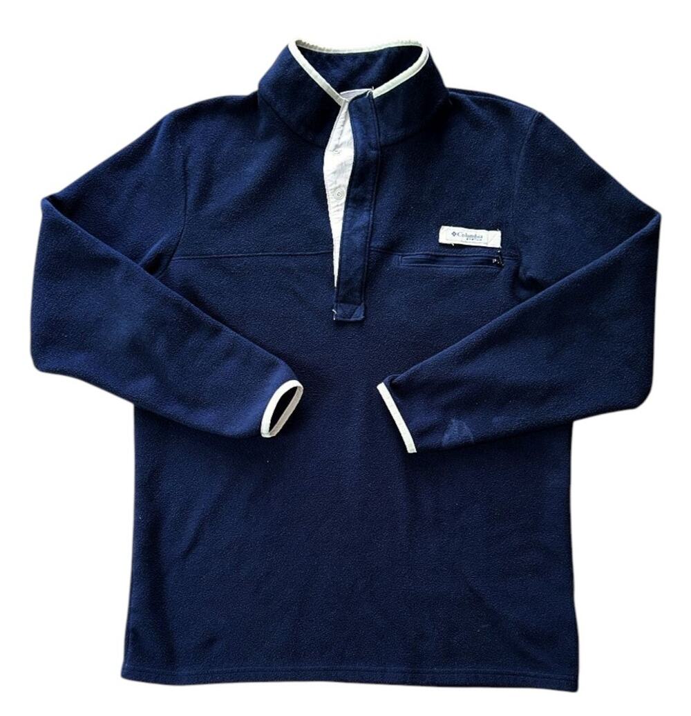 Columbia PFG Half-Snap Fleece Navy Blue Pullover Men's Medium